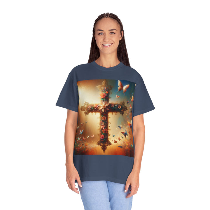 Faith-Inspired Floral Cross T-Shirt, Inspirational Tee, Religious Gift, Christian Apparel, Casual Wear, Everyday T-Shirt