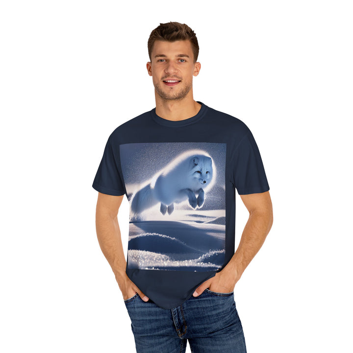 Snow Fox Jumping Unisex Garment-Dyed T-Shirt