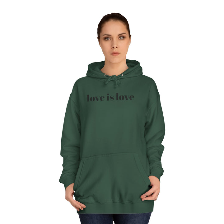 Unisex Love is Love Hoodie - Rainbow College Sweatshirt for Pride, LGBTQ+, Everyday Wear, Gift, Casual Style