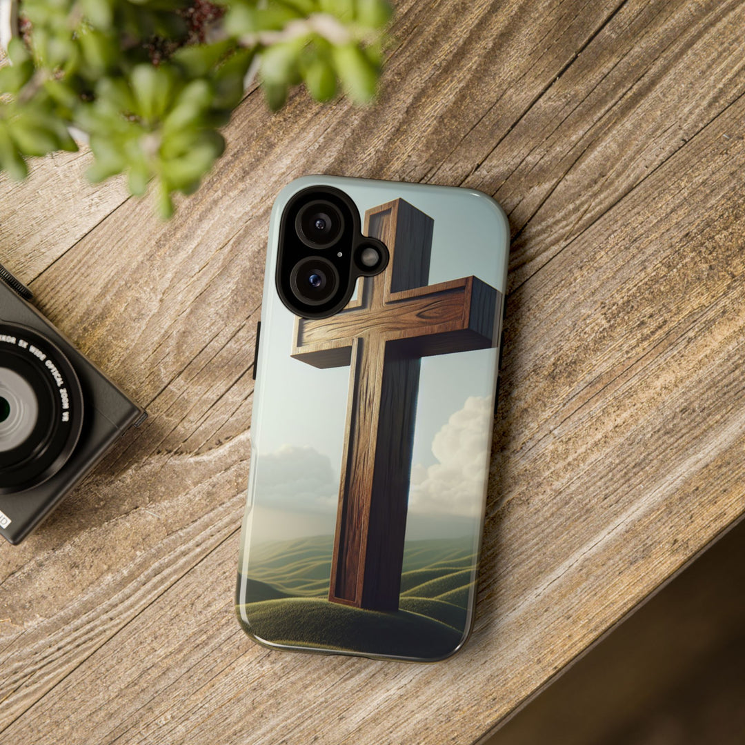 Wooden Cross Phone Case, Inspirational Gift, Christian Decor, Faith-Based Accessory, Unique Tech Gift