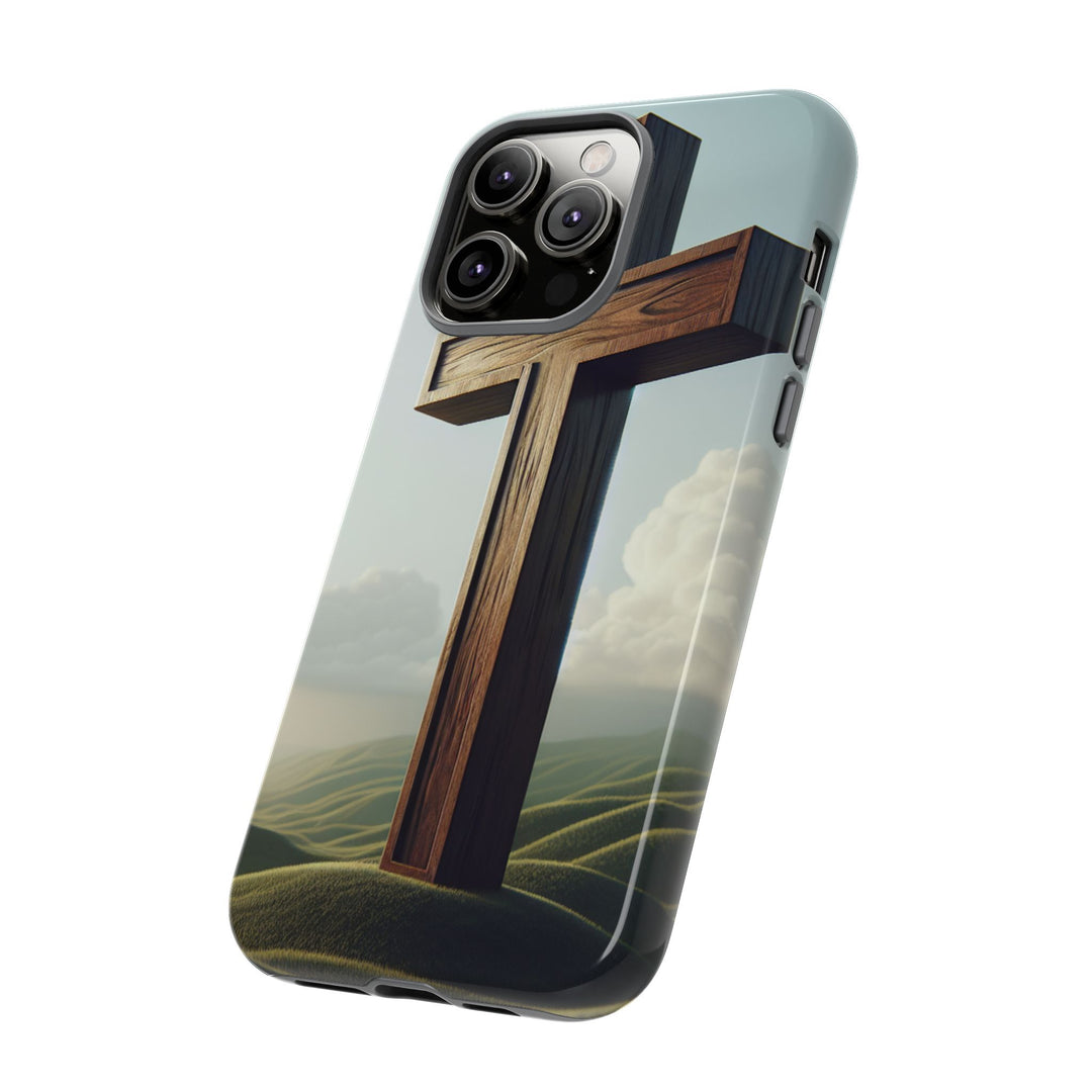 Wooden Cross Phone Case, Inspirational Gift, Christian Decor, Faith-Based Accessory, Unique Tech Gift