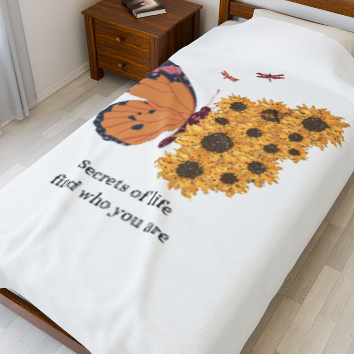 Inspiring Velveteen Plush Blanket - "Secrets of Life Find Who You Are"