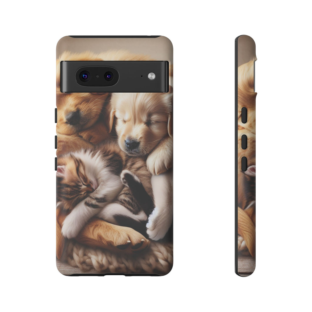 Cute Pets Phone Case - Adorable Puppy and Kitten Design, Animal Lover Gift