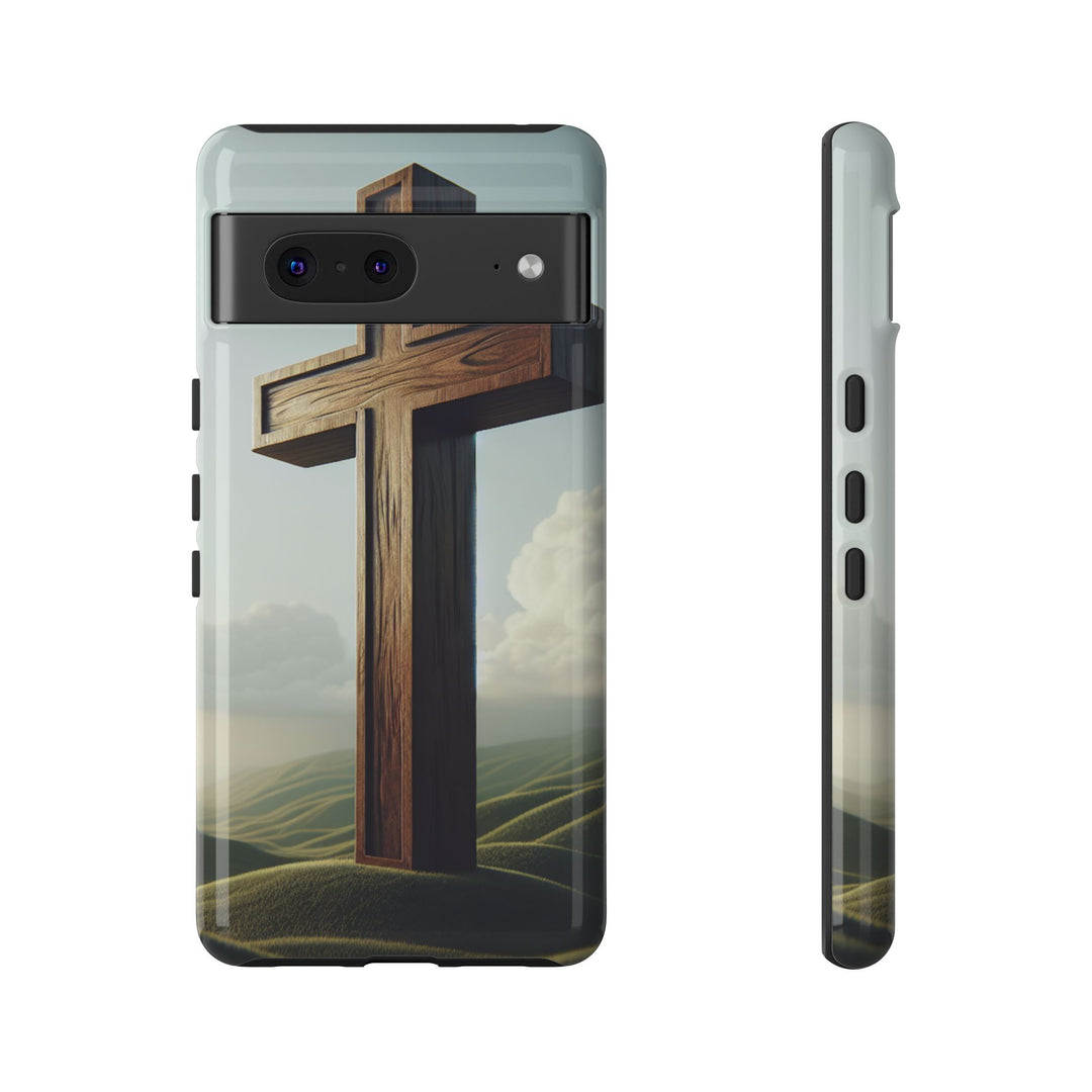 Wooden Cross Phone Case, Inspirational Gift, Christian Decor, Faith-Based Accessory, Unique Tech Gift
