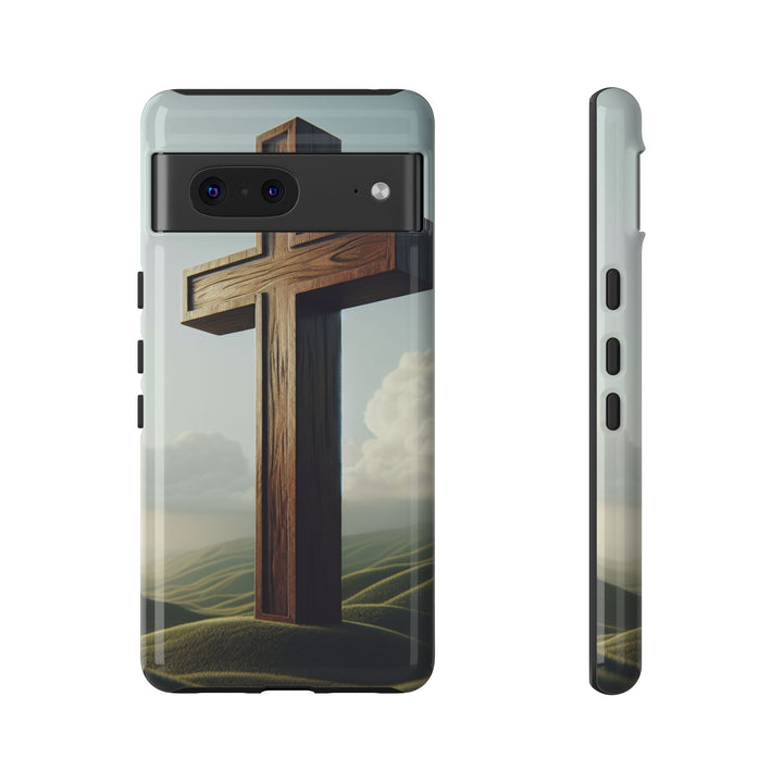 Wooden Cross Phone Case, Inspirational Gift, Christian Decor, Faith-Based Accessory, Unique Tech Gift