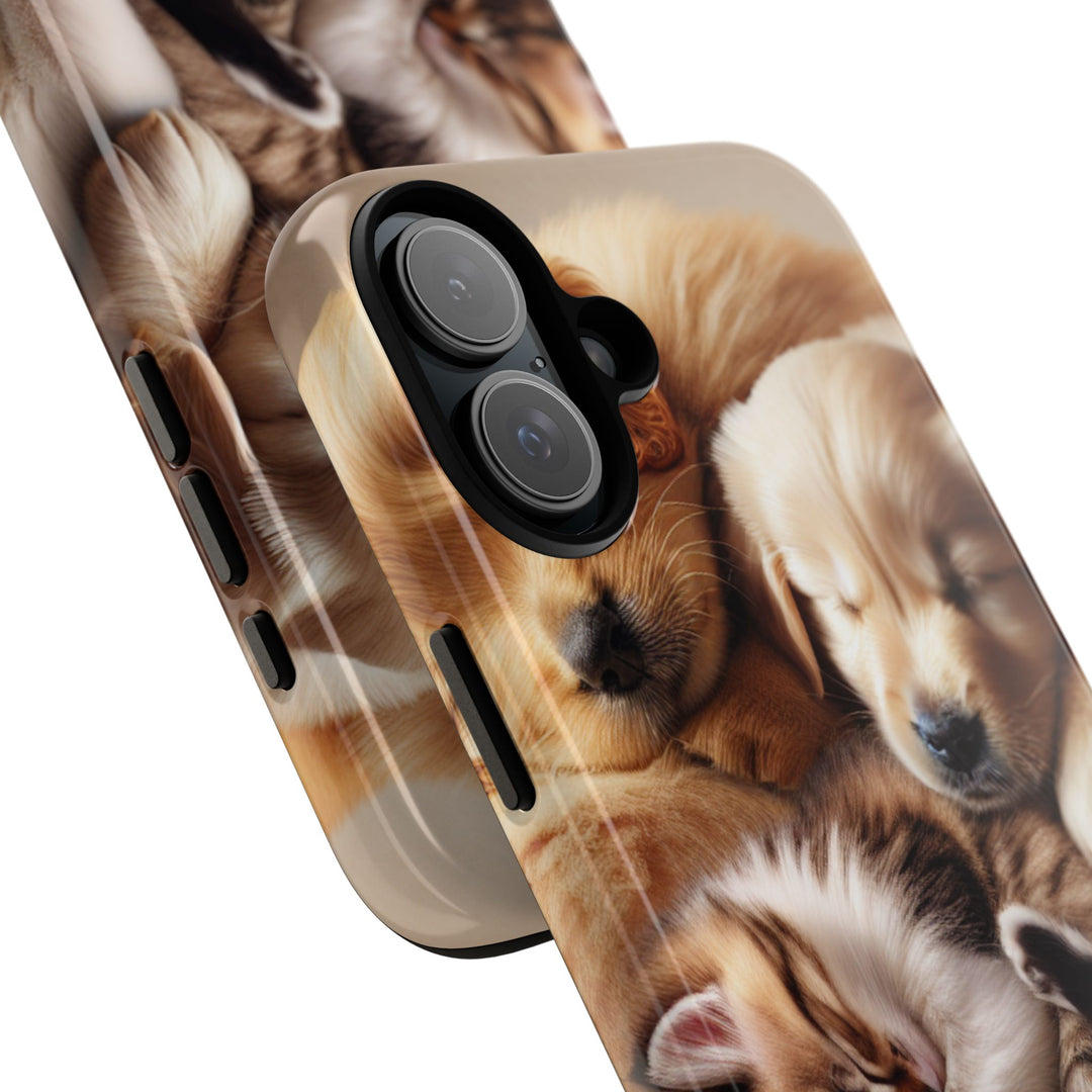 Cute Pets Phone Case - Adorable Puppy and Kitten Design, Animal Lover Gift