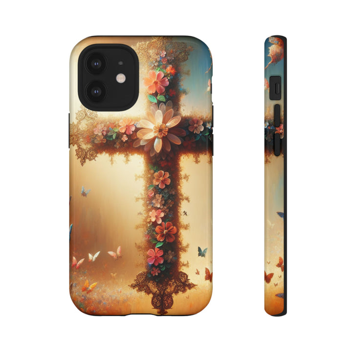 Floral Cross Phone Case, Tough Cases for Christians, Religious Gifts, Cute Floral Accessories, Chic Phone Cover, Spring Vibes