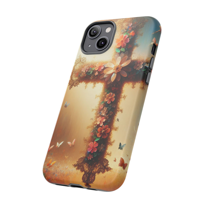Floral Cross Phone Case, Tough Cases for Christians, Religious Gifts, Cute Floral Accessories, Chic Phone Cover, Spring Vibes