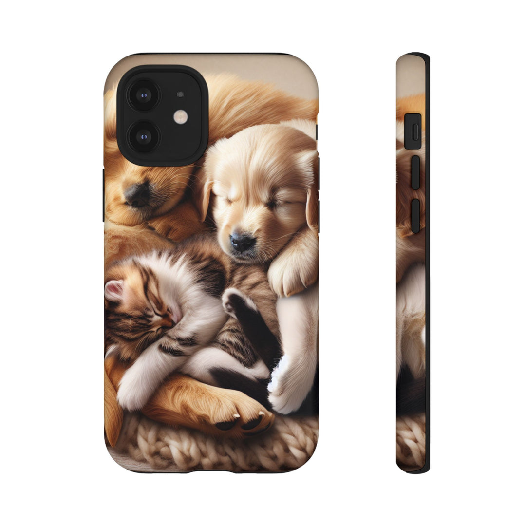 Cute Pets Phone Case - Adorable Puppy and Kitten Design, Animal Lover Gift