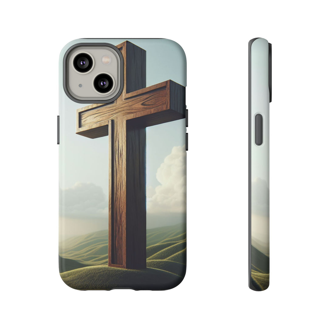Wooden Cross Phone Case, Inspirational Gift, Christian Decor, Faith-Based Accessory, Unique Tech Gift