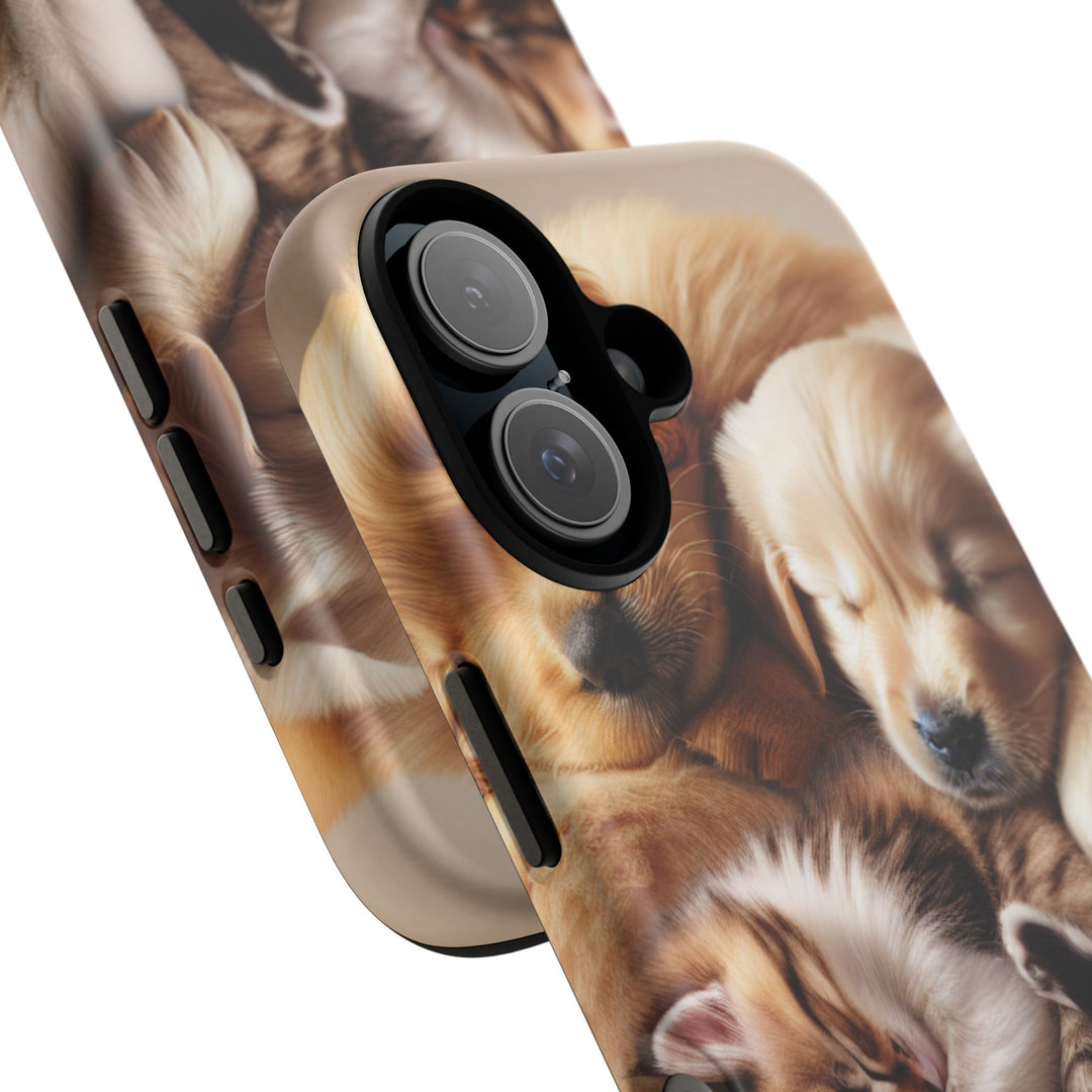 Cute Pets Phone Case - Adorable Puppy and Kitten Design, Animal Lover Gift