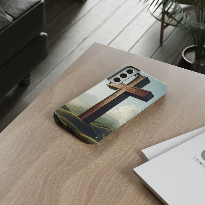 Wooden Cross Phone Case, Inspirational Gift, Christian Decor, Faith-Based Accessory, Unique Tech Gift