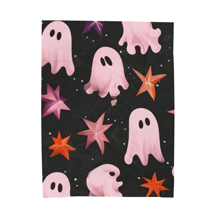 Pink Ghost Halloween Blanket - Velveteen Plush