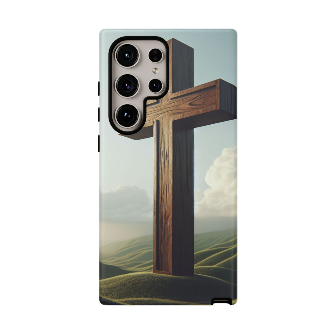 Wooden Cross Phone Case, Inspirational Gift, Christian Decor, Faith-Based Accessory, Unique Tech Gift