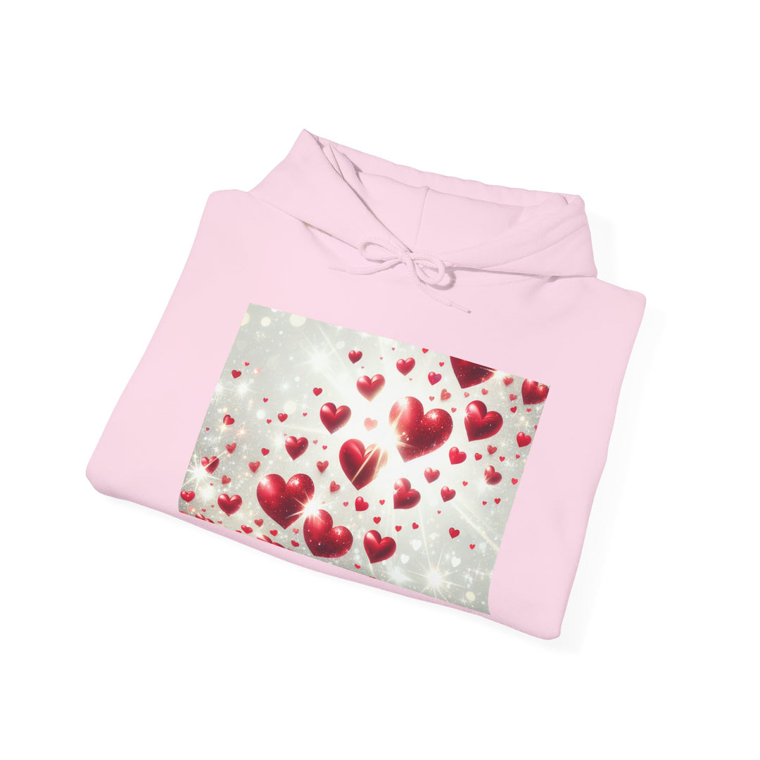 Love Hearts Unisex Hoodie, Cozy Valentine's Day Sweatshirt, Warm Gift for Him/Her, Cute Snug Pullover for Couples, Romantic Apparel
