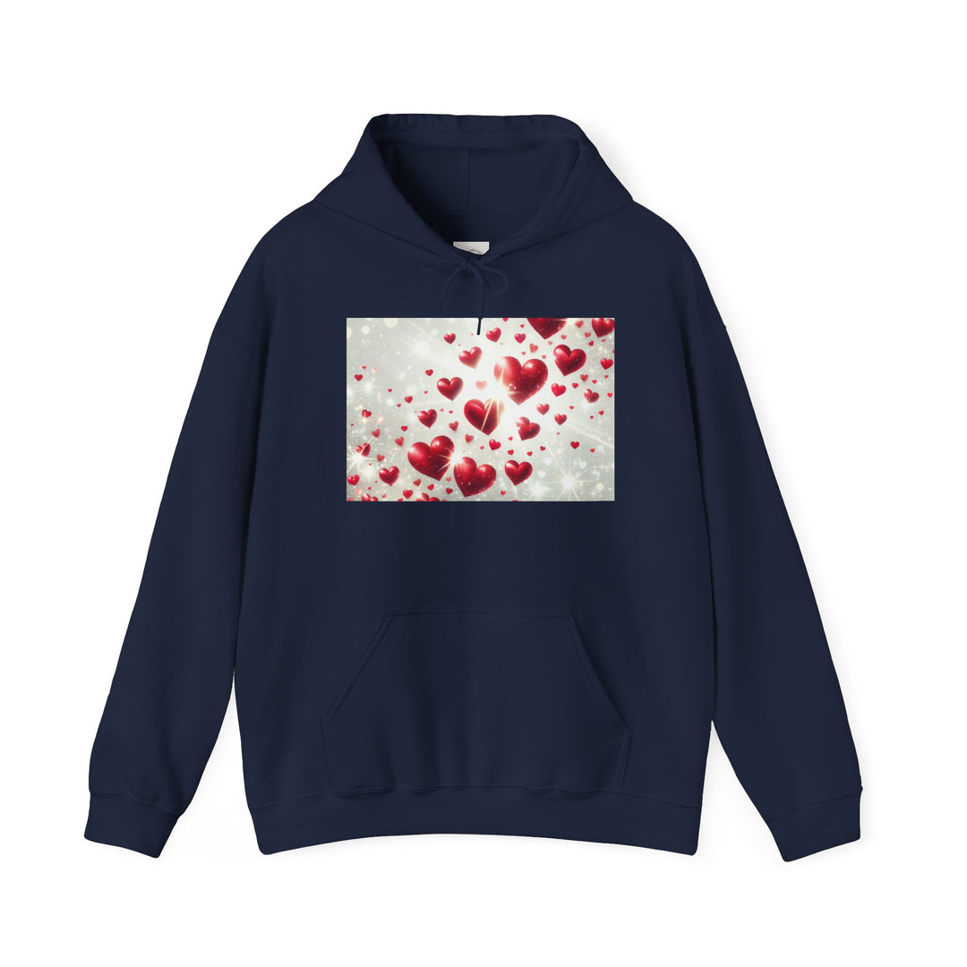 Love Hearts Unisex Hoodie, Cozy Valentine's Day Sweatshirt, Warm Gift for Him/Her, Cute Snug Pullover for Couples, Romantic Apparel