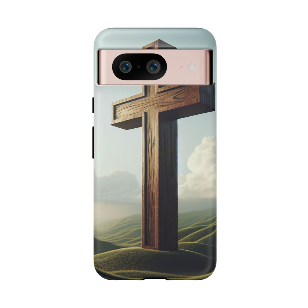 Wooden Cross Phone Case, Inspirational Gift, Christian Decor, Faith-Based Accessory, Unique Tech Gift