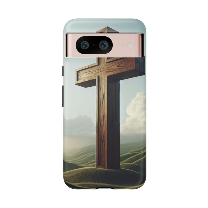 Wooden Cross Phone Case, Inspirational Gift, Christian Decor, Faith-Based Accessory, Unique Tech Gift