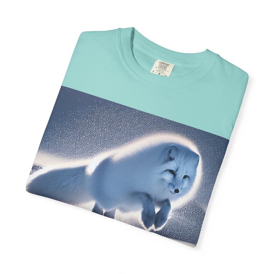 Snow Fox Jumping Unisex Garment-Dyed T-Shirt