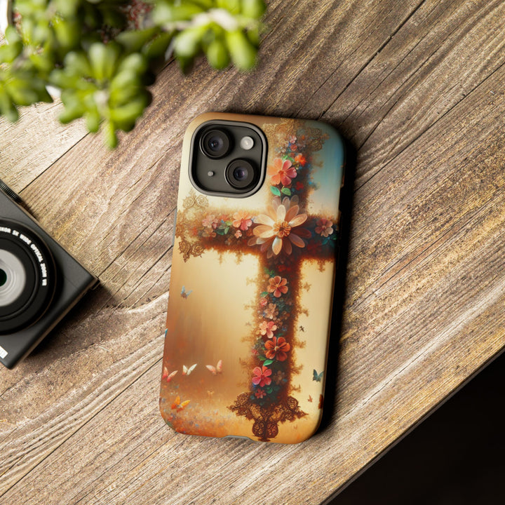 Floral Cross Phone Case, Tough Cases for Christians, Religious Gifts, Cute Floral Accessories, Chic Phone Cover, Spring Vibes
