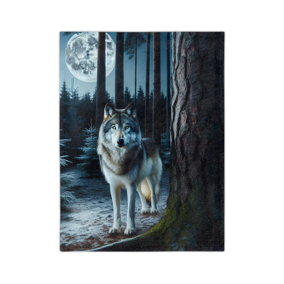 Wolf Design Velveteen Microfiber Blanket – Cozy Outdoor Aesthetic for Nature Lovers