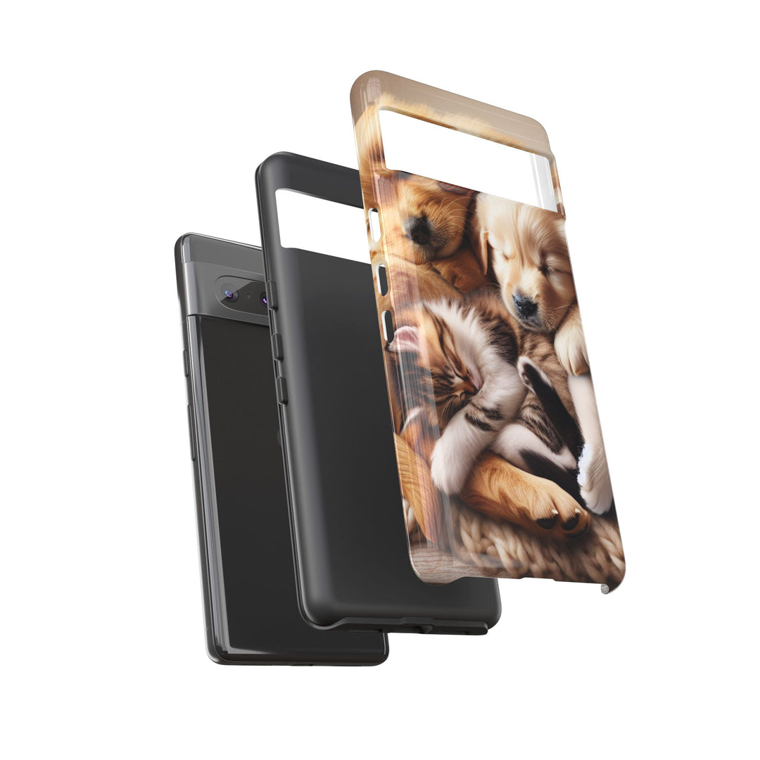 Cute Pets Phone Case - Adorable Puppy and Kitten Design, Animal Lover Gift