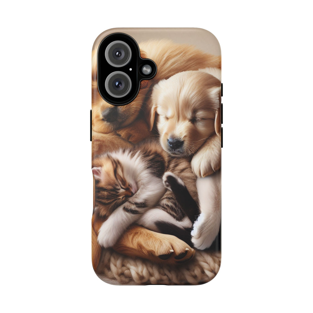 Cute Pets Phone Case - Adorable Puppy and Kitten Design, Animal Lover Gift