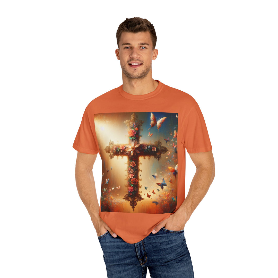 Faith-Inspired Floral Cross T-Shirt, Inspirational Tee, Religious Gift, Christian Apparel, Casual Wear, Everyday T-Shirt