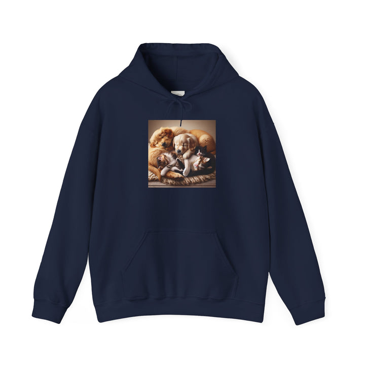 Cozy Pet Pals Hooded Sweatshirt - Animal Lover Gift, Cute Hoodie, Dog Cat Sweatshirt, Casual Wear, Cozy Gift