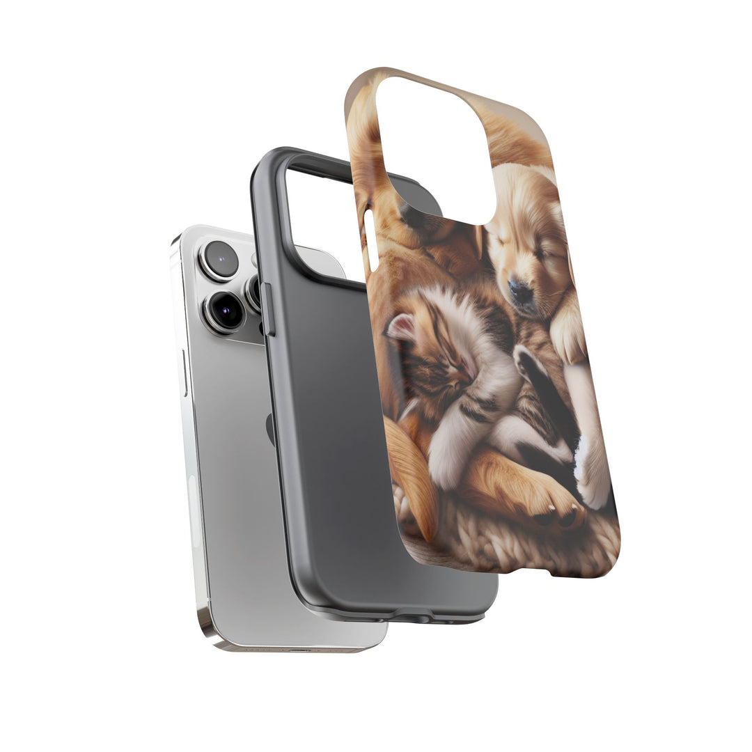 Cute Pets Phone Case - Adorable Puppy and Kitten Design, Animal Lover Gift