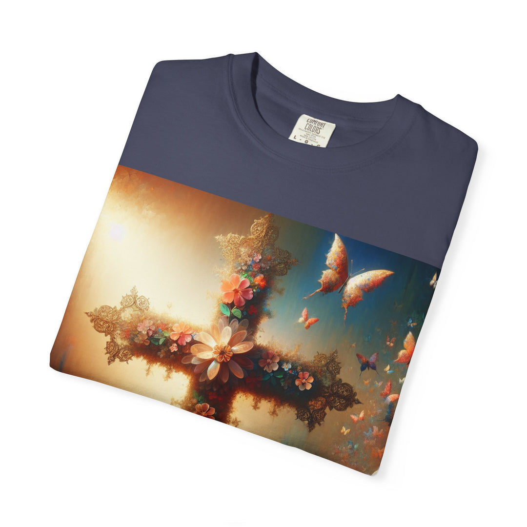 Faith-Inspired Floral Cross T-Shirt, Inspirational Tee, Religious Gift, Christian Apparel, Casual Wear, Everyday T-Shirt
