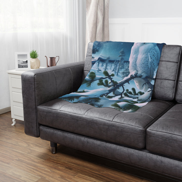 Snowy Owl Minky Blanket - Cozy Winter Decor