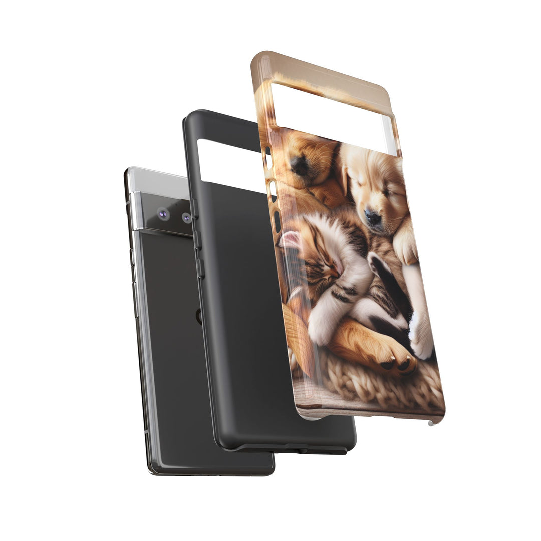Cute Pets Phone Case - Adorable Puppy and Kitten Design, Animal Lover Gift