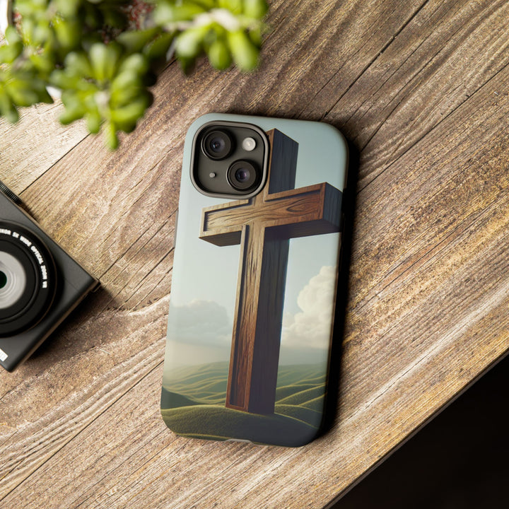 Wooden Cross Phone Case, Inspirational Gift, Christian Decor, Faith-Based Accessory, Unique Tech Gift