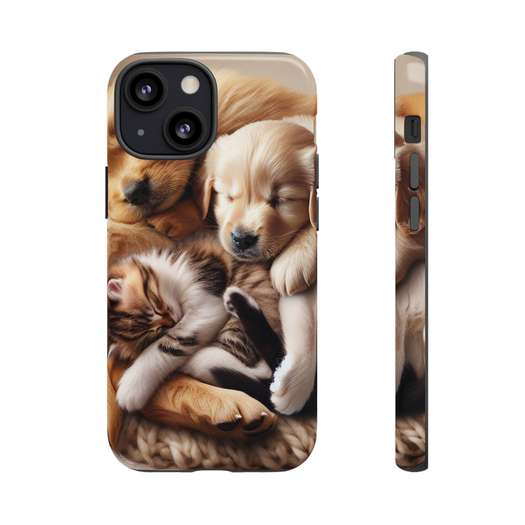 Cute Pets Phone Case - Adorable Puppy and Kitten Design, Animal Lover Gift