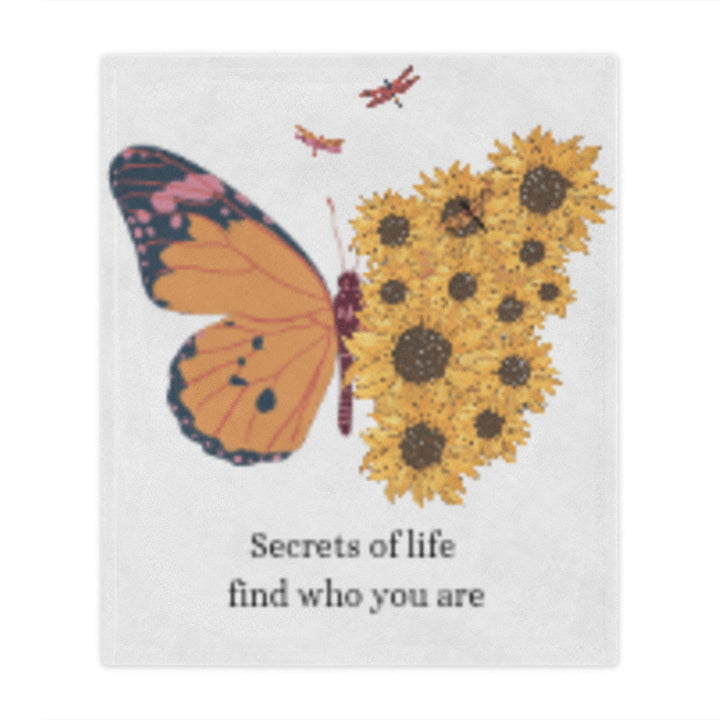 Inspirational Minky Blanket - 'Secrets of Life' Butterfly & Sunflowers Design