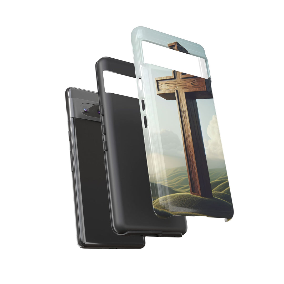 Wooden Cross Phone Case, Inspirational Gift, Christian Decor, Faith-Based Accessory, Unique Tech Gift