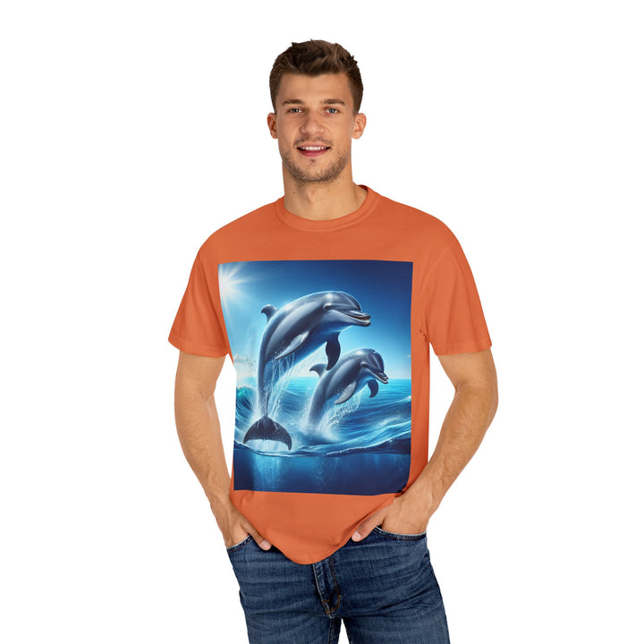 Ocean Jumping Dolphins T-Shirt - Unisex Garment-Dyed Tee
