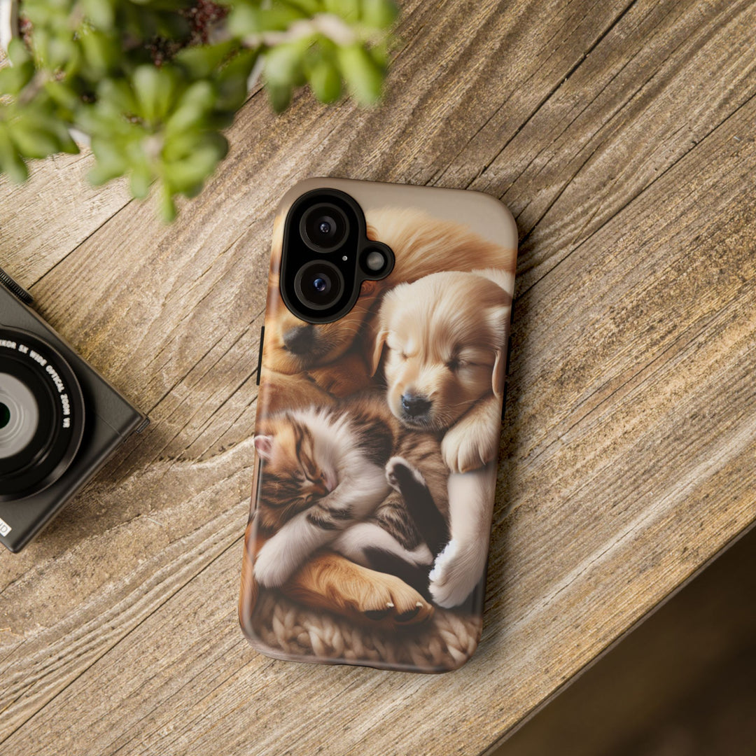 Cute Pets Phone Case - Adorable Puppy and Kitten Design, Animal Lover Gift