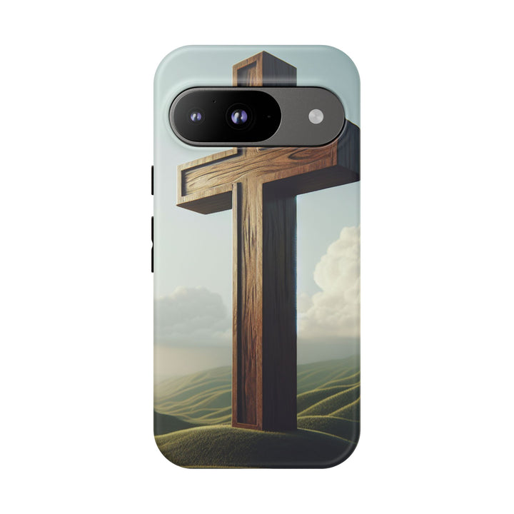 Wooden Cross Phone Case, Inspirational Gift, Christian Decor, Faith-Based Accessory, Unique Tech Gift