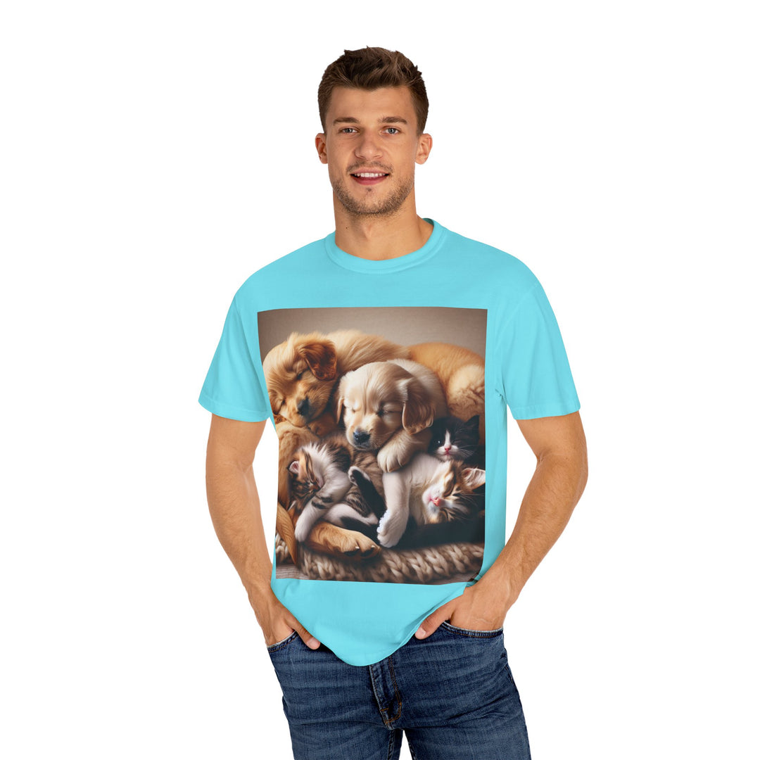Cute Pets Snuggle Unisex Garment-Dyed T-shirt