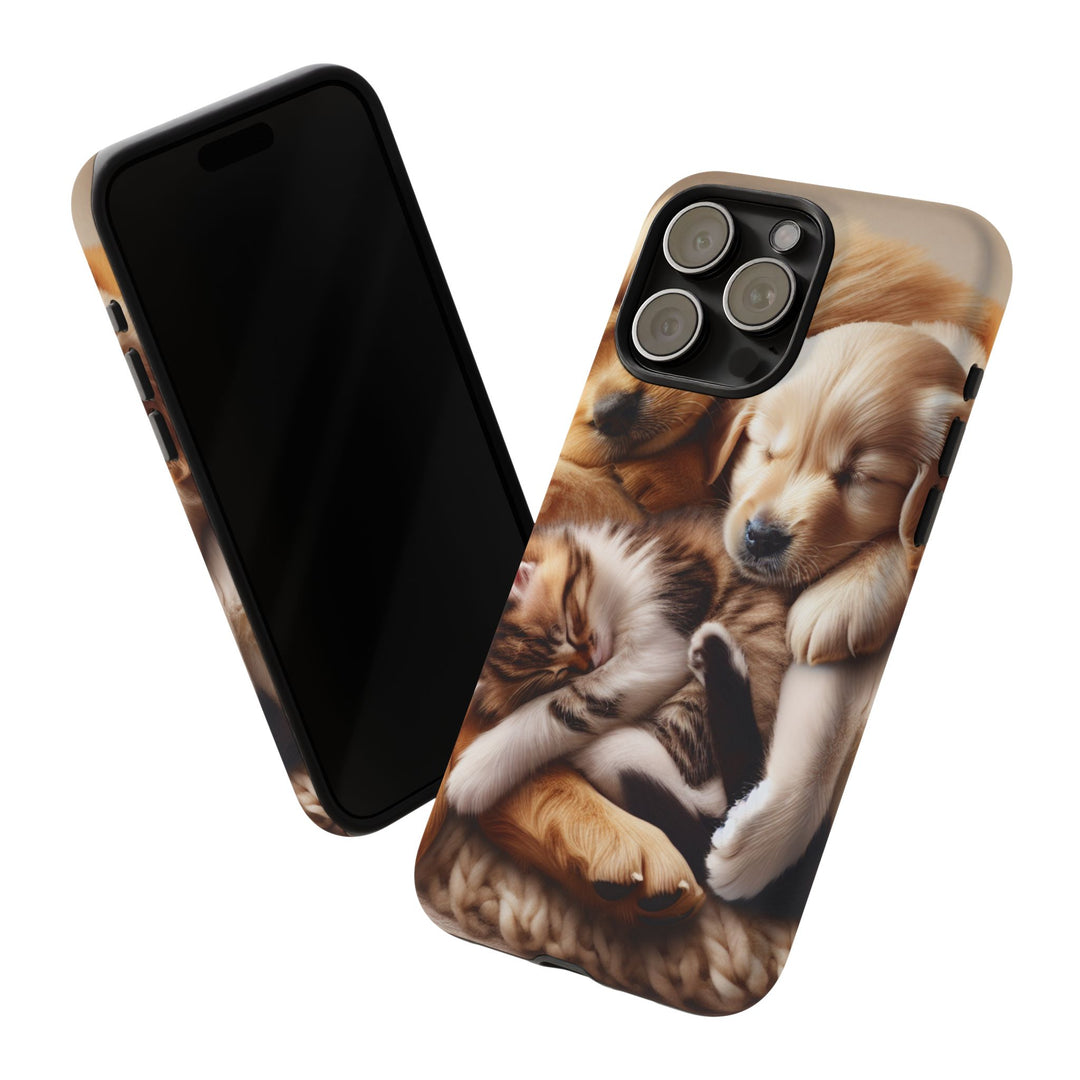 Cute Pets Phone Case - Adorable Puppy and Kitten Design, Animal Lover Gift