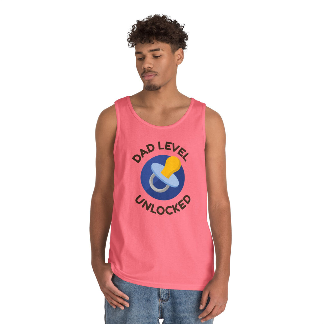 Dad Level Unlocked Tank Top - Unisex Heavy Cotton Sleeveless Shirt for New Dads