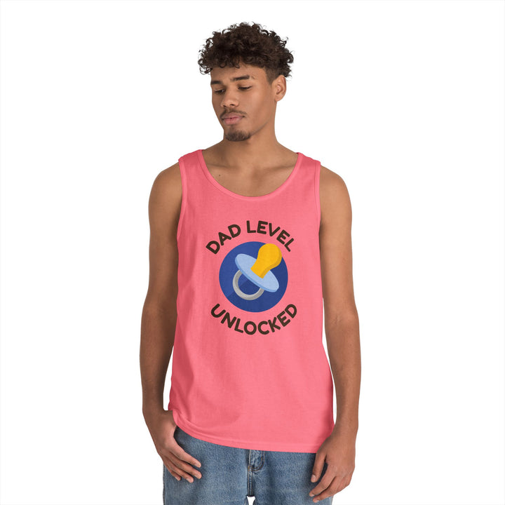 Dad Level Unlocked Tank Top - Unisex Heavy Cotton Sleeveless Shirt for New Dads