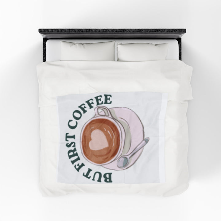 Cozy Coffee Time Velveteen Plush Blanket - Perfect Gift for Coffee Lovers