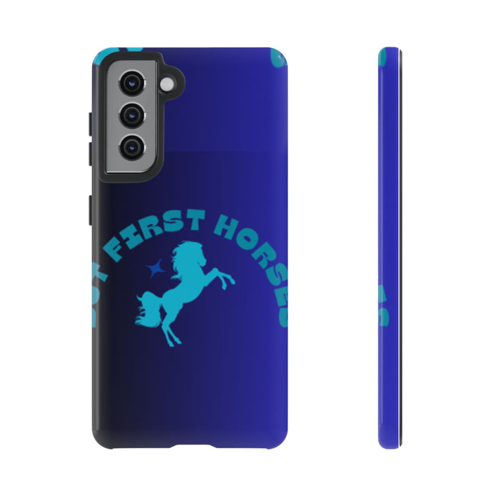 But First Horses Phone Case – Durable Tough Case for Horse Lovers