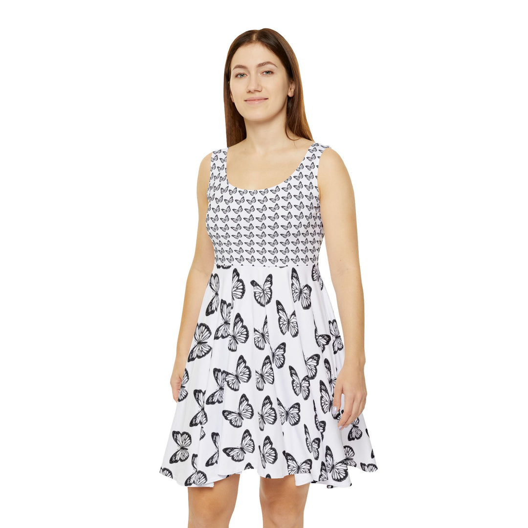 Butterfly Print Women's Skater Dress - Elegant & Whimsical Summer Fashion