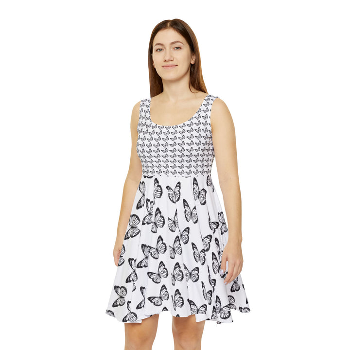 Butterfly Print Women's Skater Dress - Elegant & Whimsical Summer Fashion