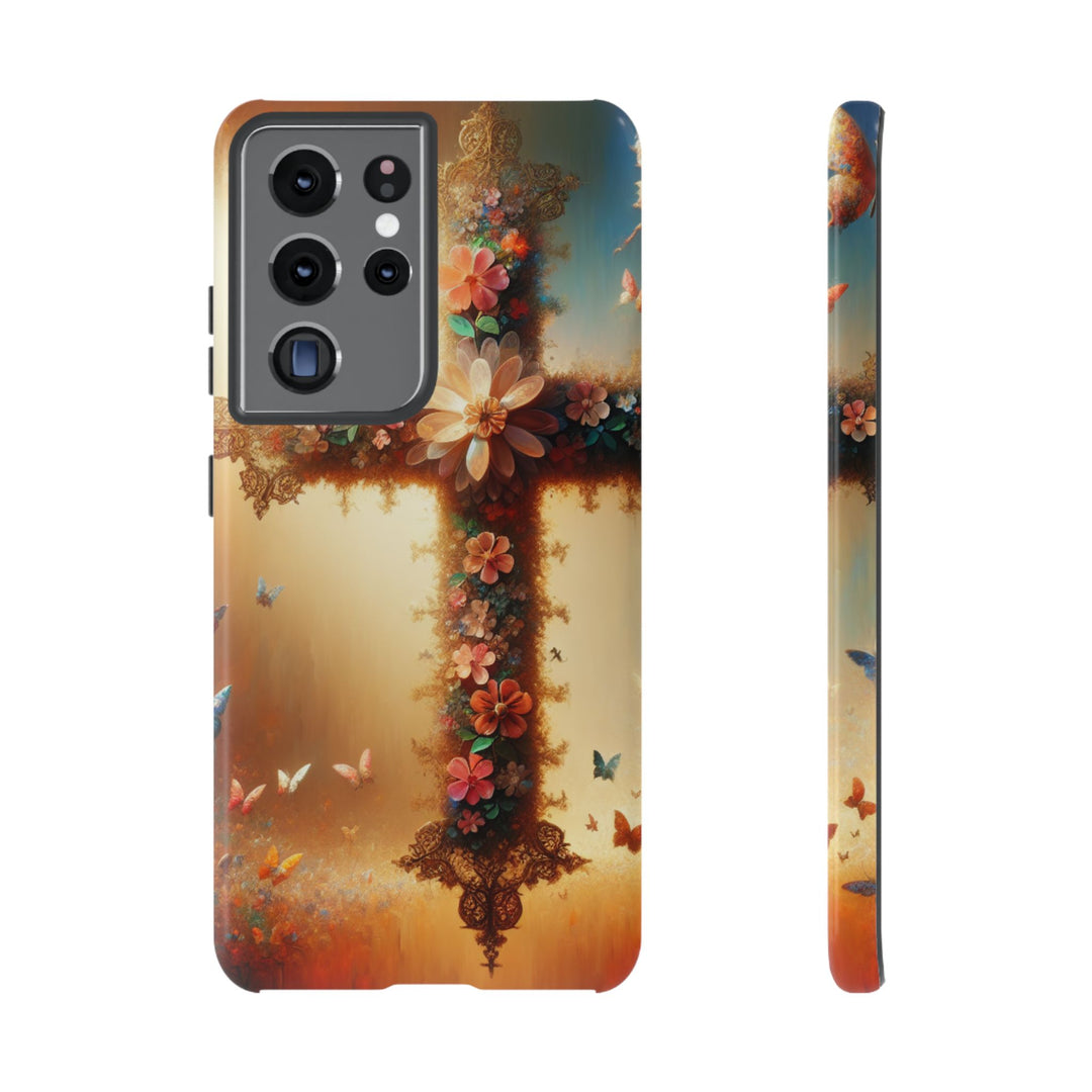 Floral Cross Phone Case, Tough Cases for Christians, Religious Gifts, Cute Floral Accessories, Chic Phone Cover, Spring Vibes