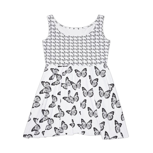 Butterfly Print Women's Skater Dress - Elegant & Whimsical Summer Fashion